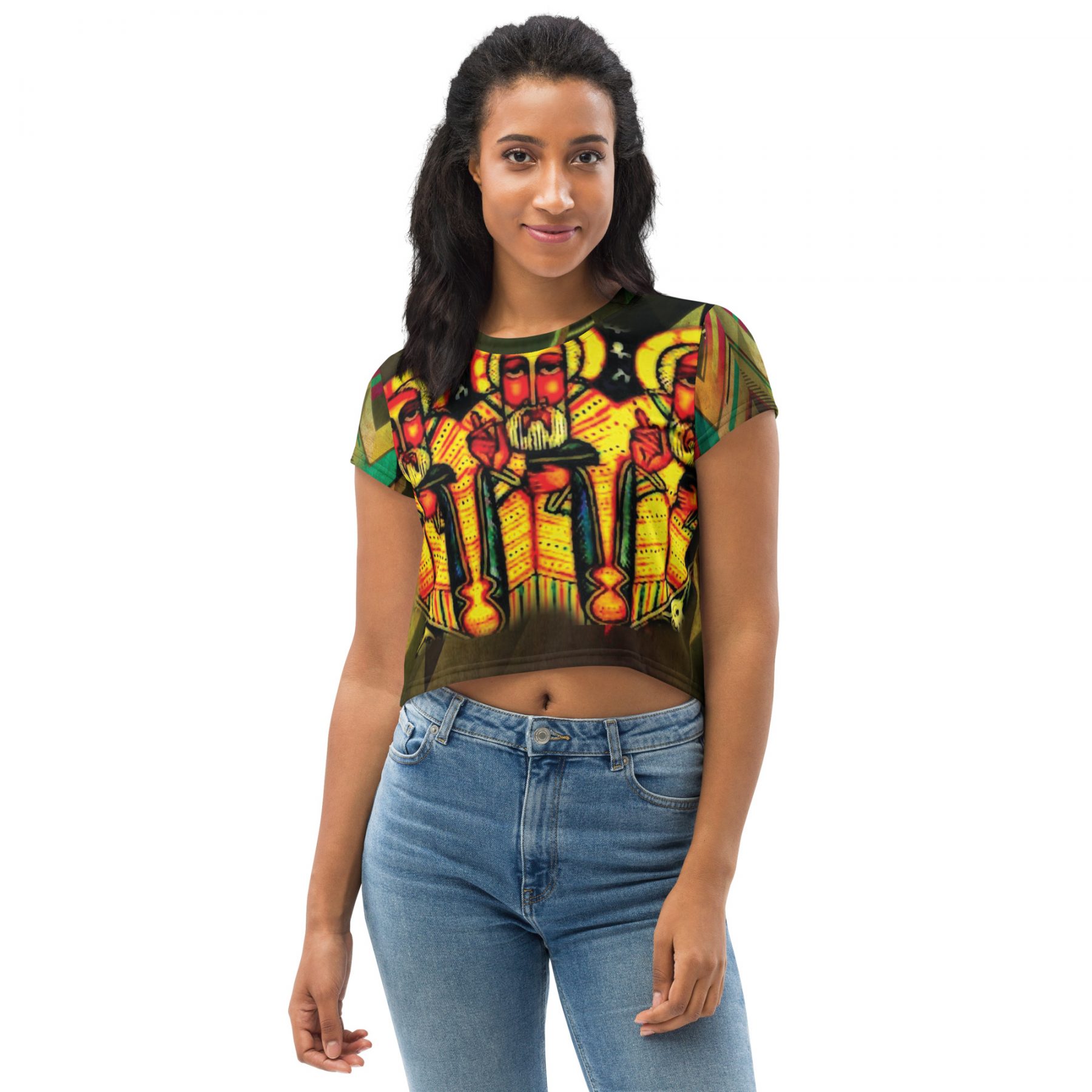 Kiduse Selassie All-Over Print Crop Tee