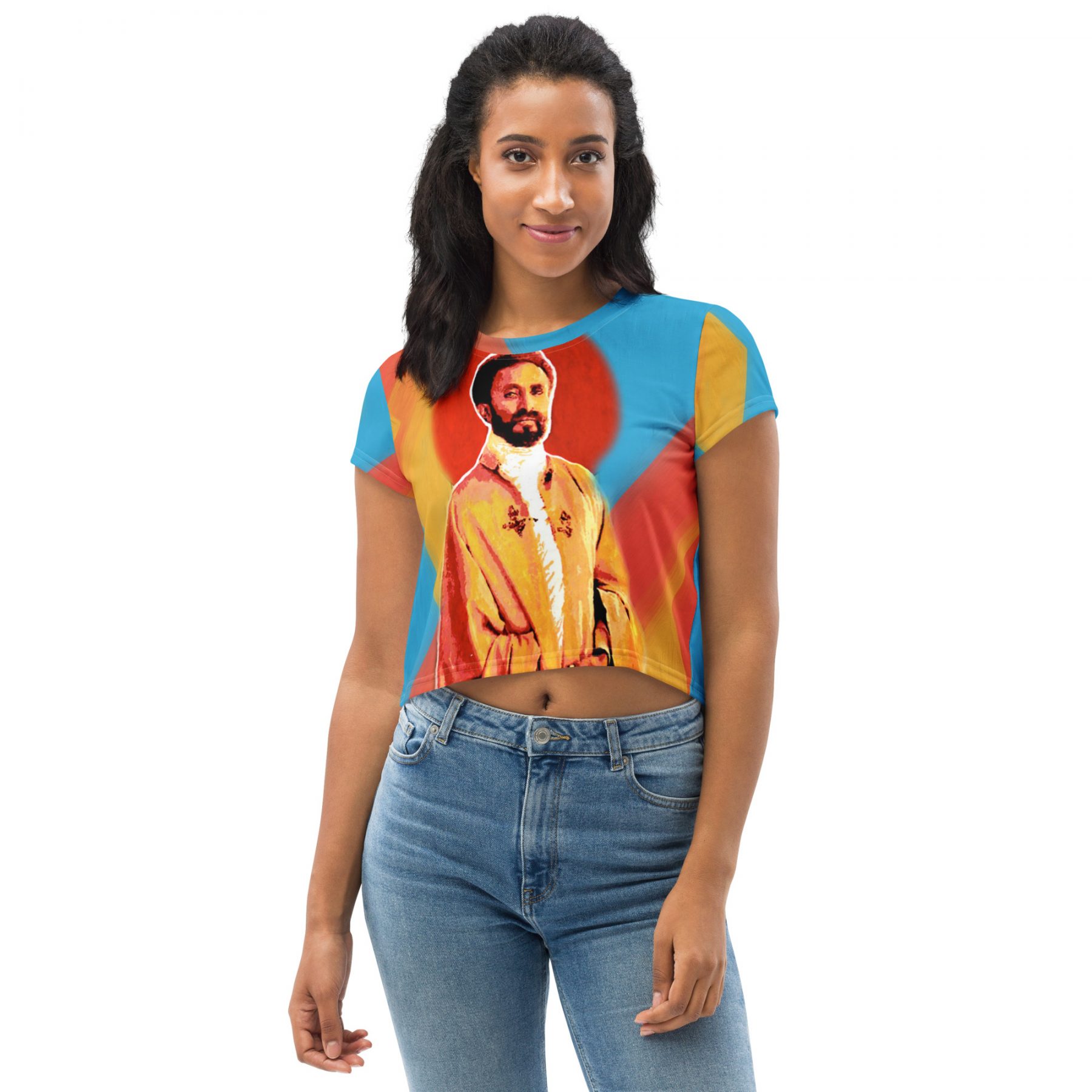 Rastafari Geometric All-Over Print Crop Tee