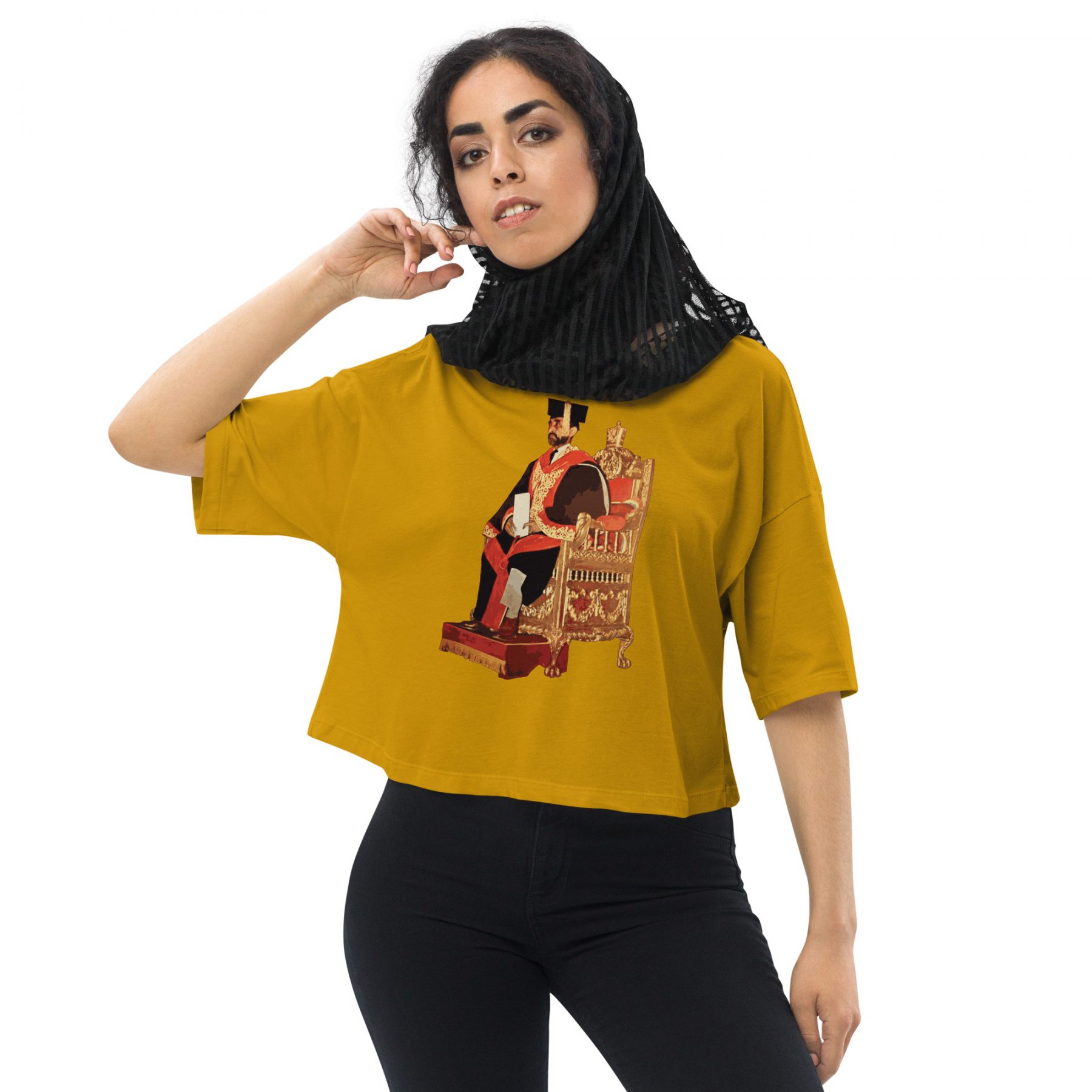 Education-is-Key- Loose drop shoulder crop top